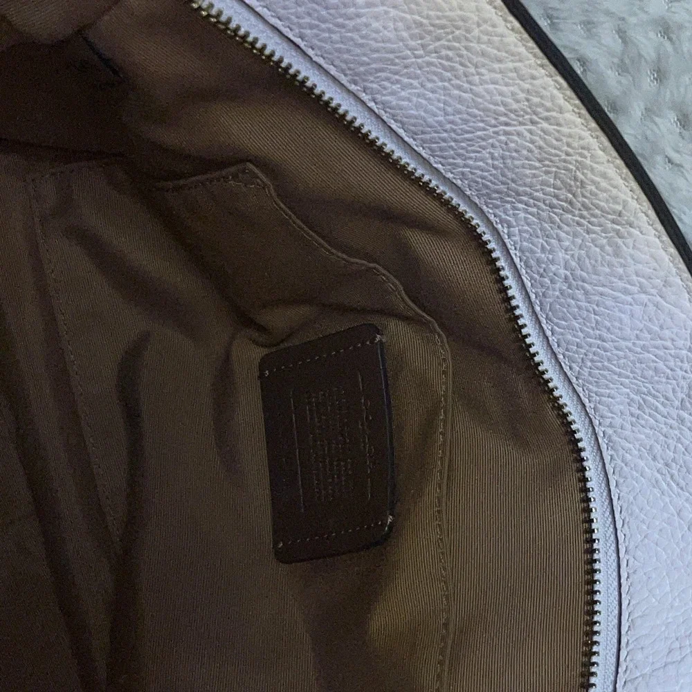 Coach White Leather Shoulder Tote with Gold Hardware